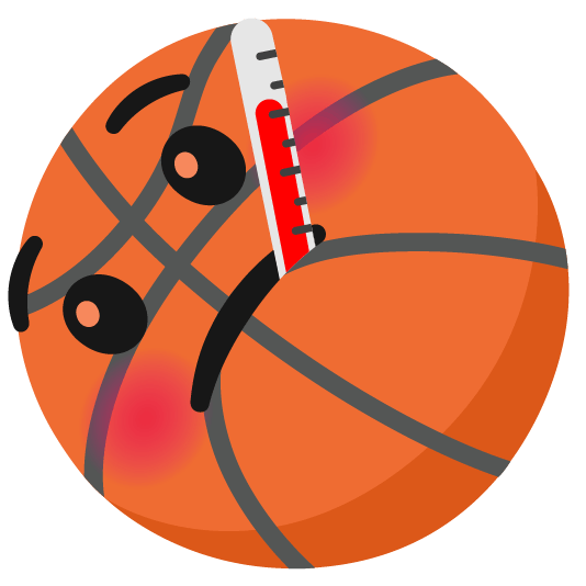 basketball face with thermometer