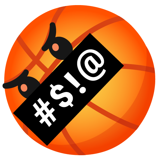 basketball face with symbols on mouth