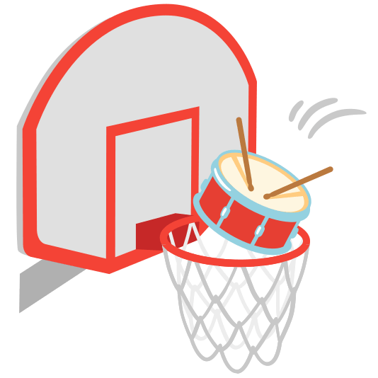 basketball drum with drumsticks
