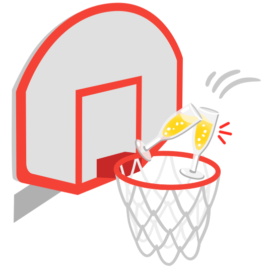 basketball clinking glasses