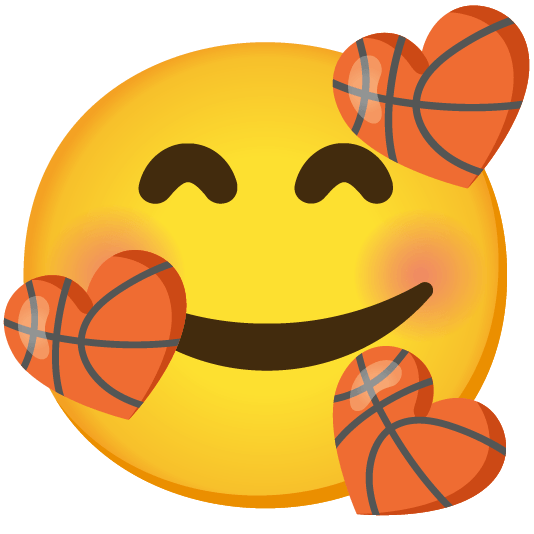 basketball smiling face with 3 hearts