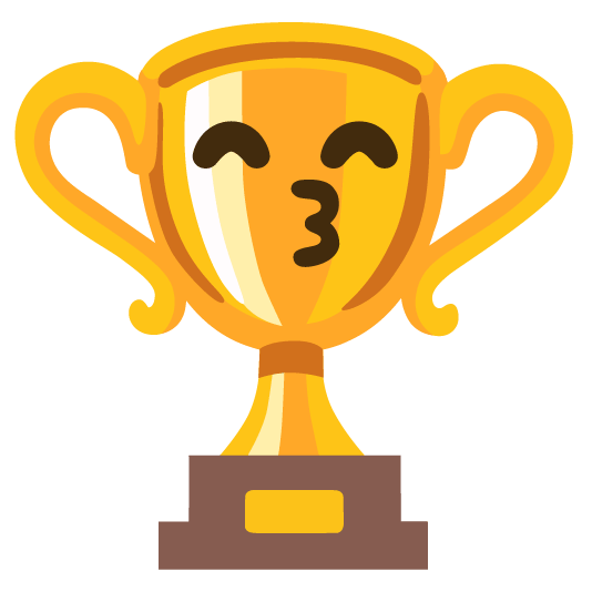 trophy kissing smiling eyes