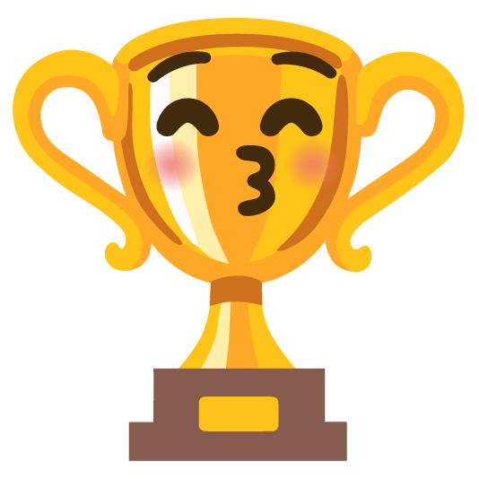 trophy kissing closed eyes