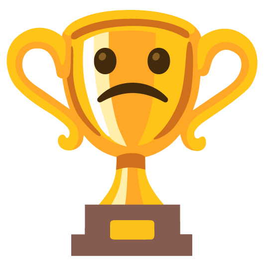trophy slightly frowning face