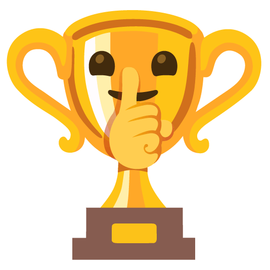 trophy shushing face