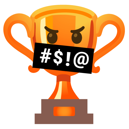 trophy face with symbols on mouth