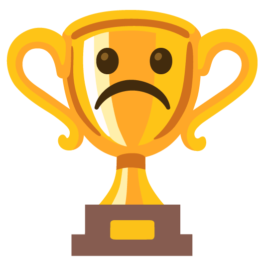 trophy white frowning face