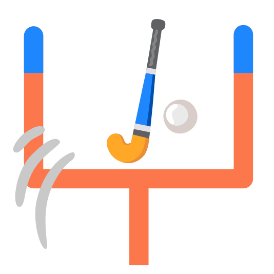 football field hockey stick and ball