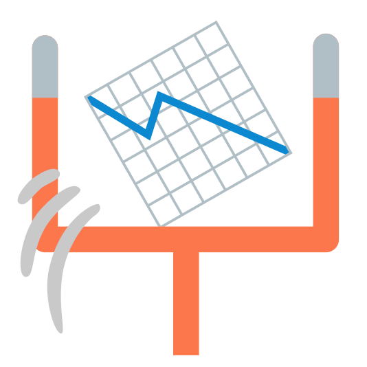 football chart with downwards trend