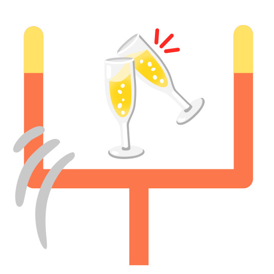 football clinking glasses