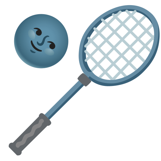 badminton racquet and shuttlecock new moon with face