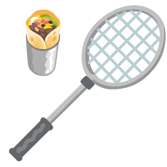 badminton racquet and shuttlecock burrito