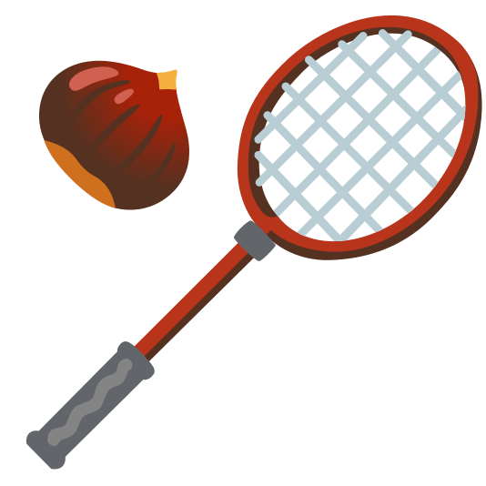 badminton racquet and shuttlecock chestnut