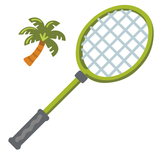 badminton racquet and shuttlecock palm tree