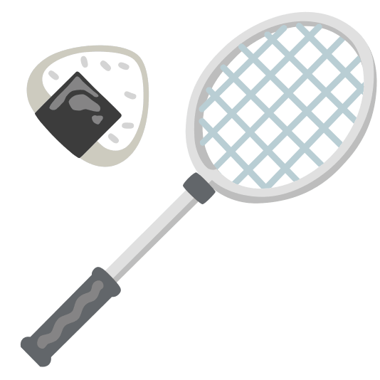 badminton racquet and shuttlecock rice ball