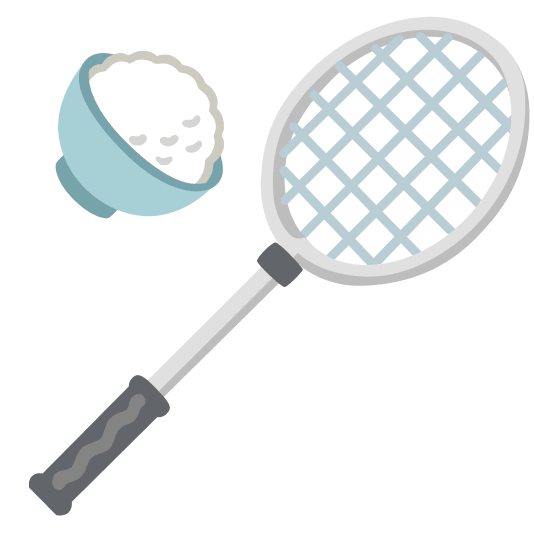 badminton racquet and shuttlecock rice