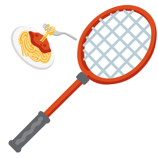 badminton racquet and shuttlecock spaghetti