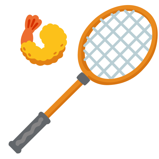badminton racquet and shuttlecock fried shrimp