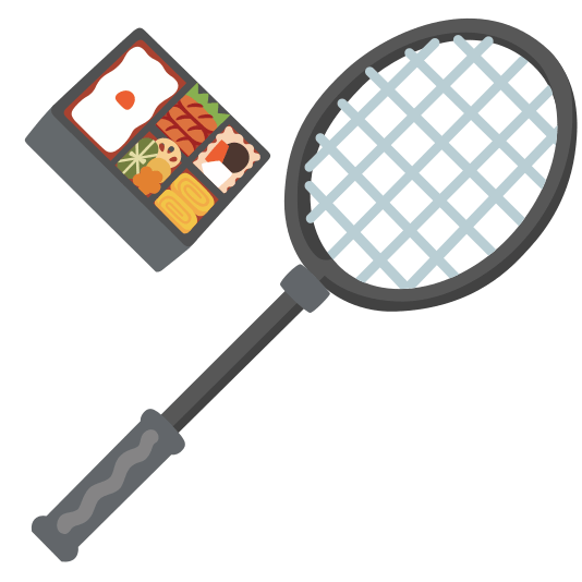 badminton racquet and shuttlecock bento