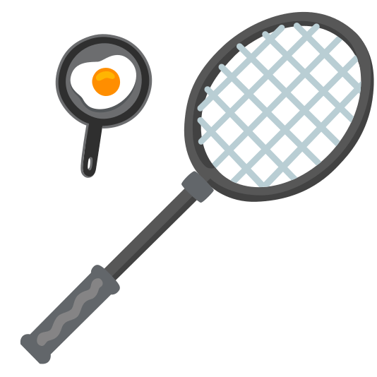 badminton racquet and shuttlecock fried egg