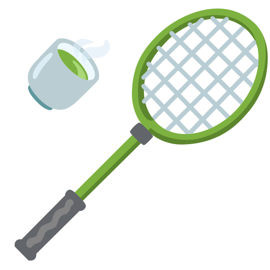 badminton racquet and shuttlecock tea