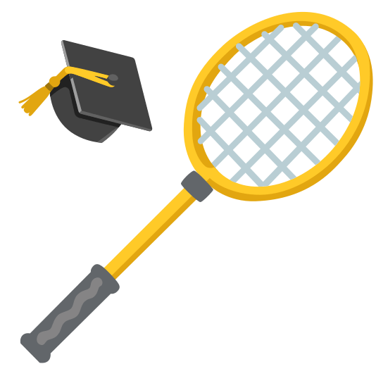 badminton racquet and shuttlecock mortar board