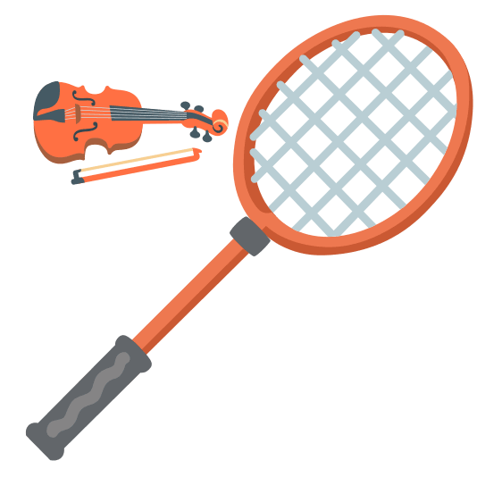 badminton racquet and shuttlecock violin