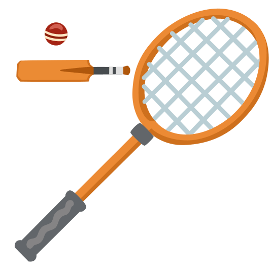 badminton racquet and shuttlecock cricket bat and ball