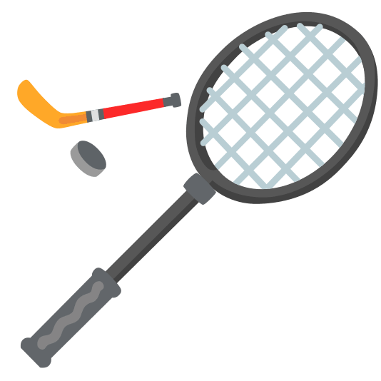 badminton racquet and shuttlecock ice hockey stick and puck