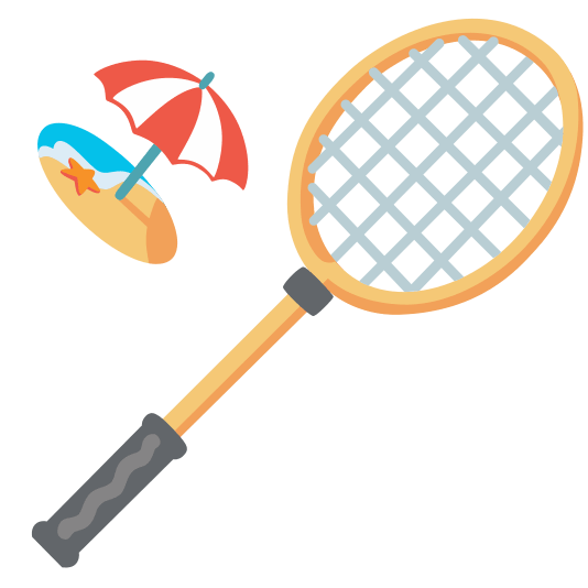 badminton racquet and shuttlecock beach with umbrella