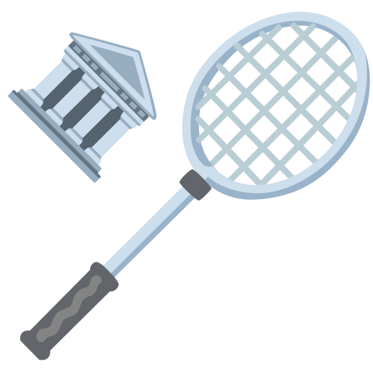 badminton racquet and shuttlecock classical building