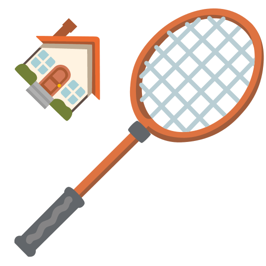 badminton racquet and shuttlecock house