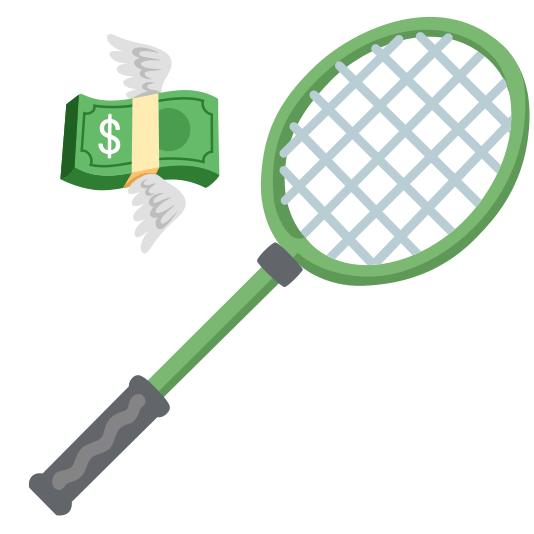 badminton racquet and shuttlecock money with wings