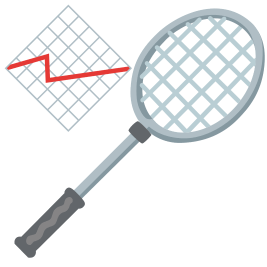 badminton racquet and shuttlecock chart with upwards trend