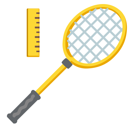 badminton racquet and shuttlecock straight ruler