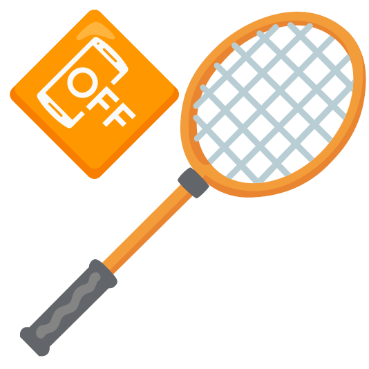 badminton racquet and shuttlecock mobile phone off