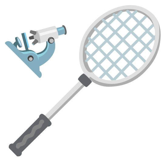 badminton racquet and shuttlecock microscope