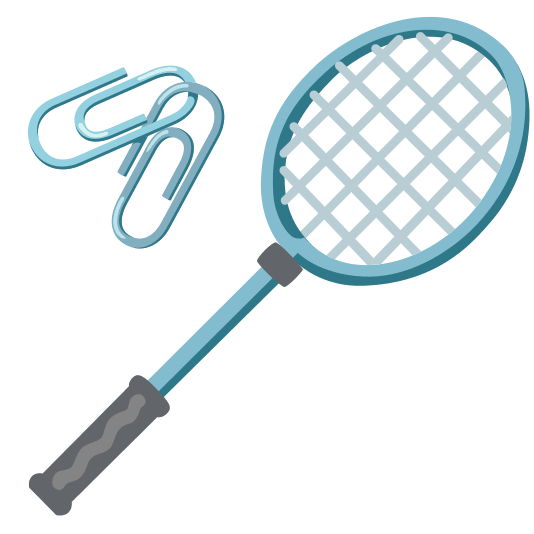 badminton racquet and shuttlecock linked paperclips