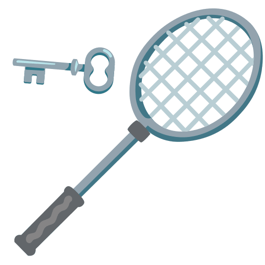 badminton racquet and shuttlecock old key