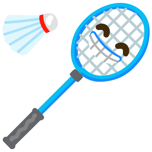 badminton racquet and shuttlecock grin