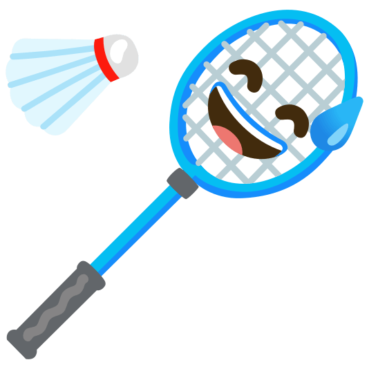 badminton racquet and shuttlecock sweat smile