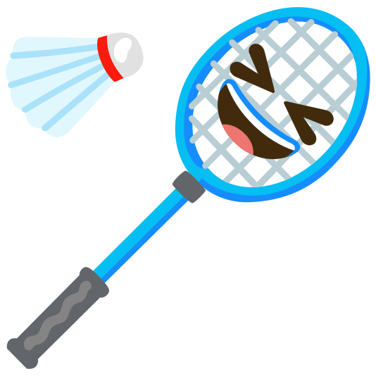 badminton racquet and shuttlecock laughing