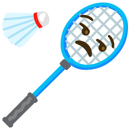 badminton racquet and shuttlecock unamused