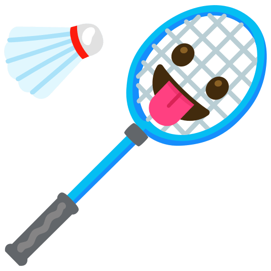 badminton racquet and shuttlecock stuck out tongue