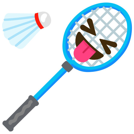 badminton racquet and shuttlecock stuck out tongue closed eyes