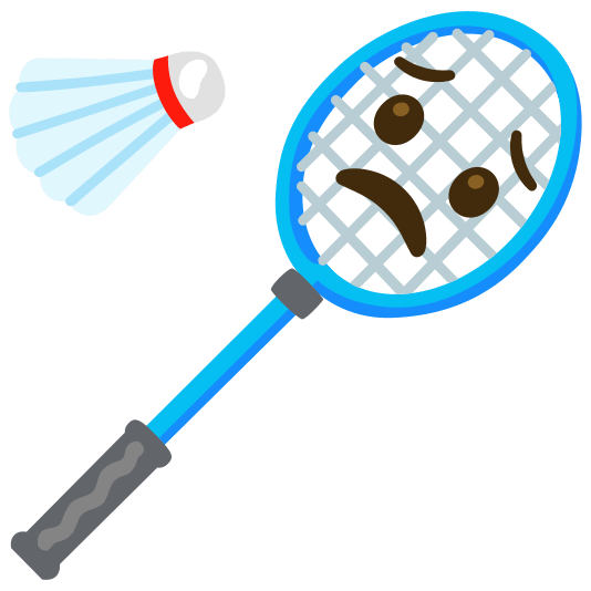 badminton racquet and shuttlecock worried