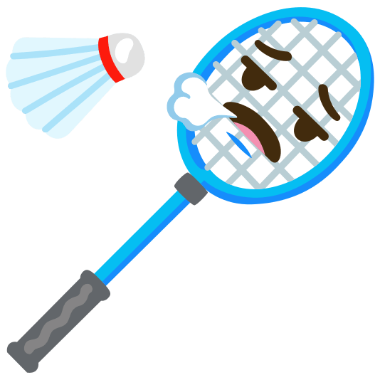 badminton racquet and shuttlecock face exhaling