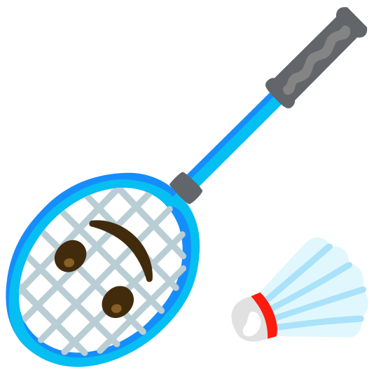 badminton racquet and shuttlecock upside down face