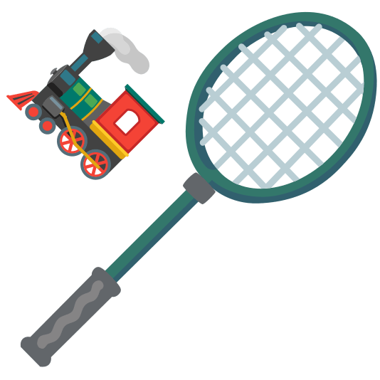 badminton racquet and shuttlecock steam locomotive