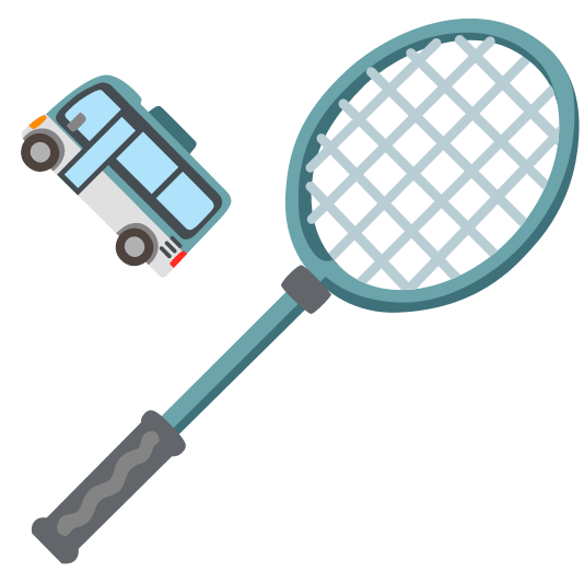 badminton racquet and shuttlecock bus